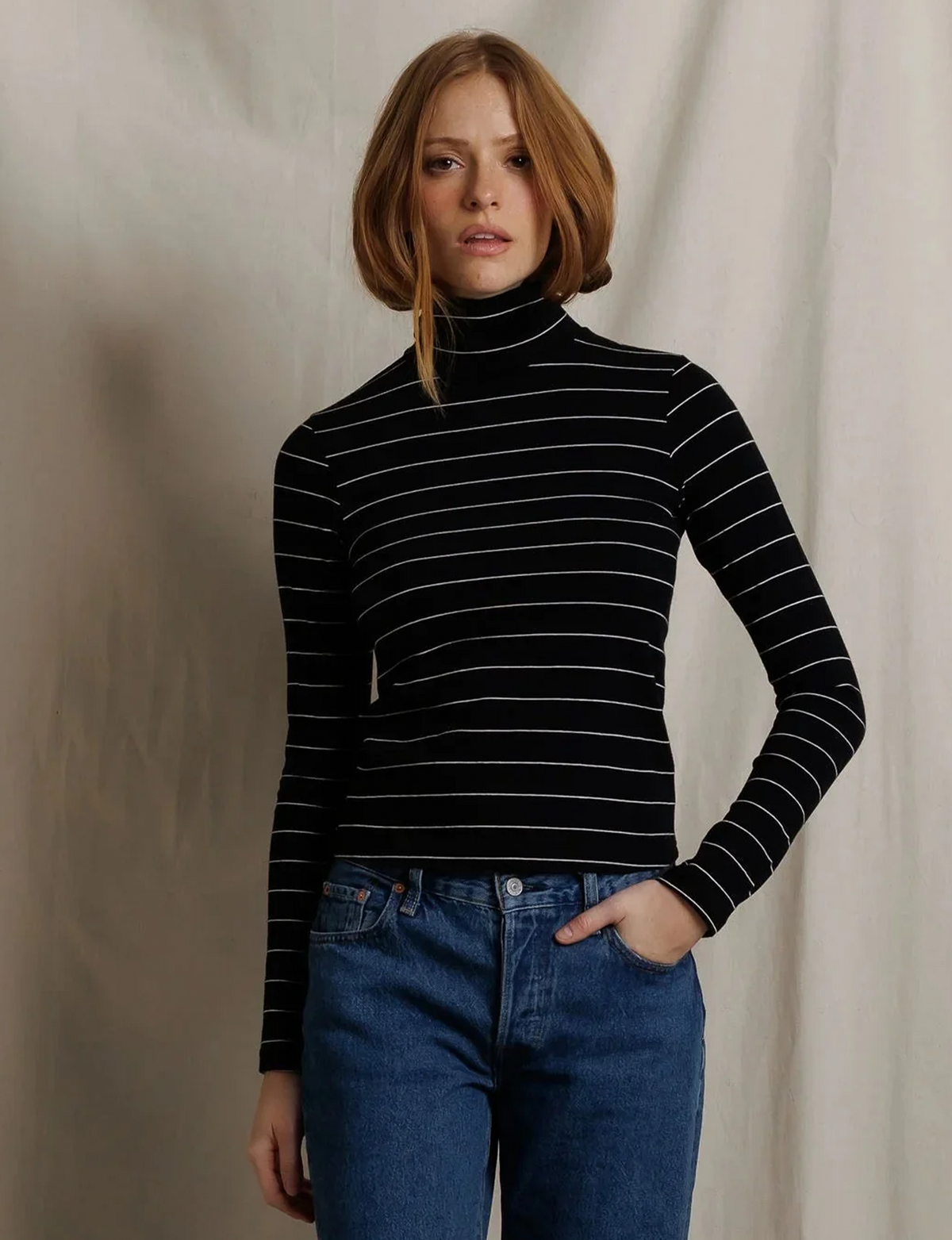 Cindy Turtleneck, Black Stripe