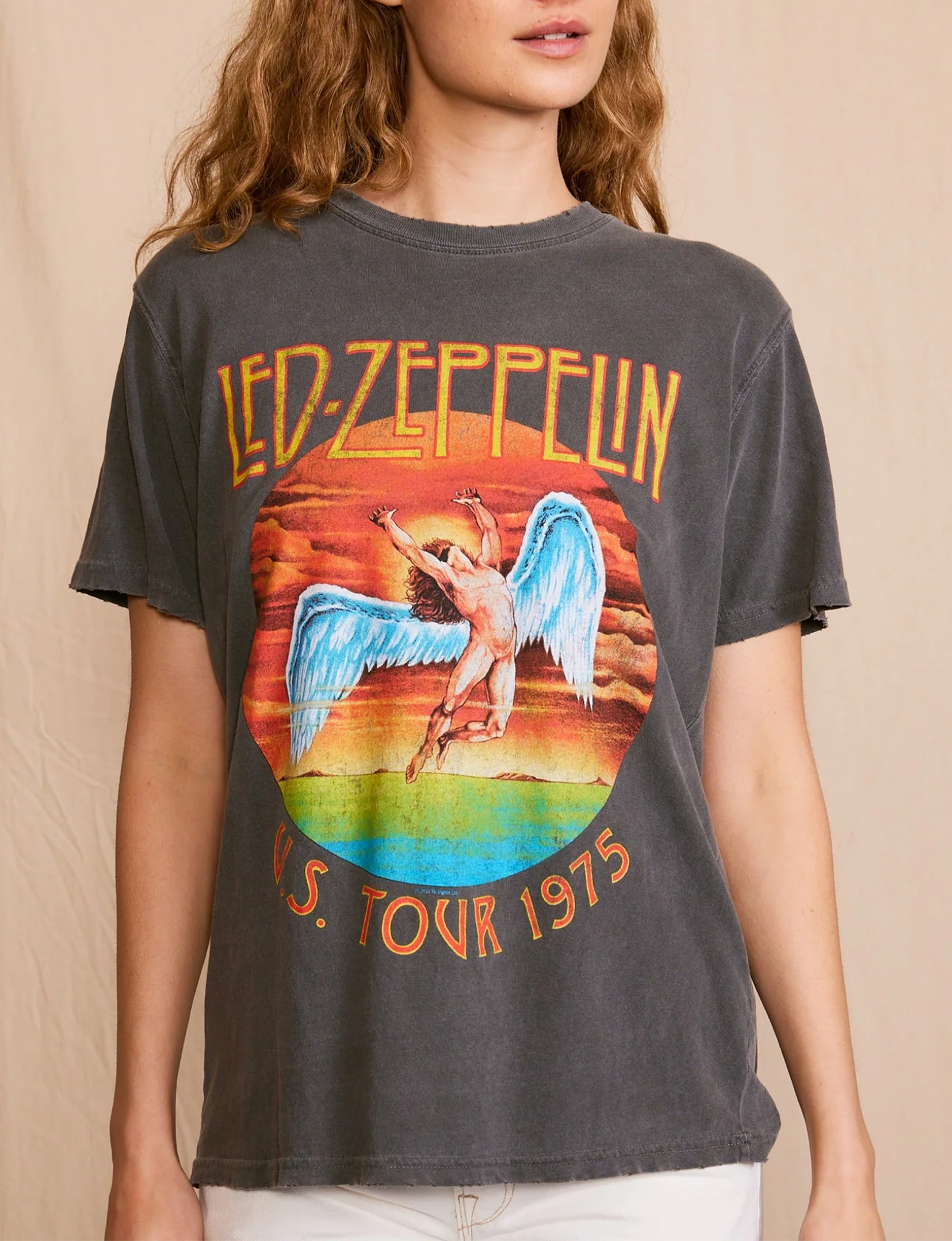 Led Zeppelin US Tour 1975' Tee, Sunkissed Gray