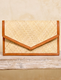 Envelope Clutch, Ivory/Tan