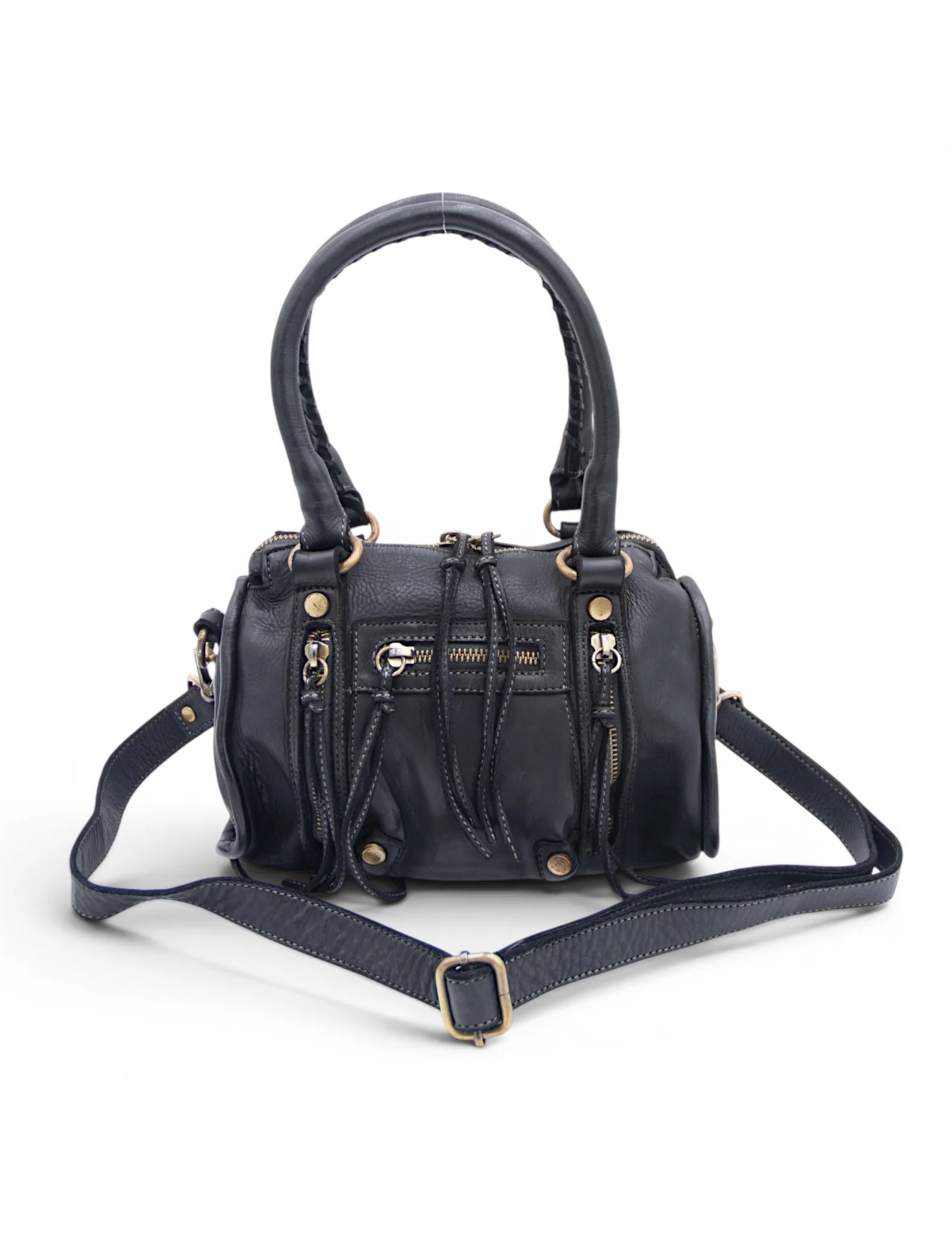 Small Leather Satchel, Black