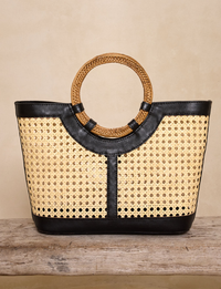 Square Tote, Black Leather