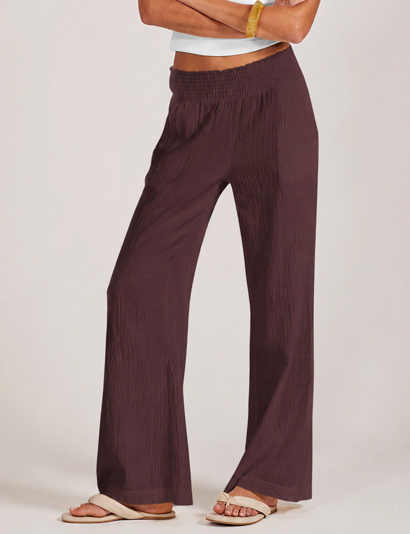 Wide Leg Beach Pant, Umber