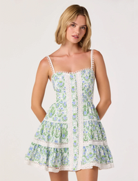 Skye Dress, Blue/Green Floral