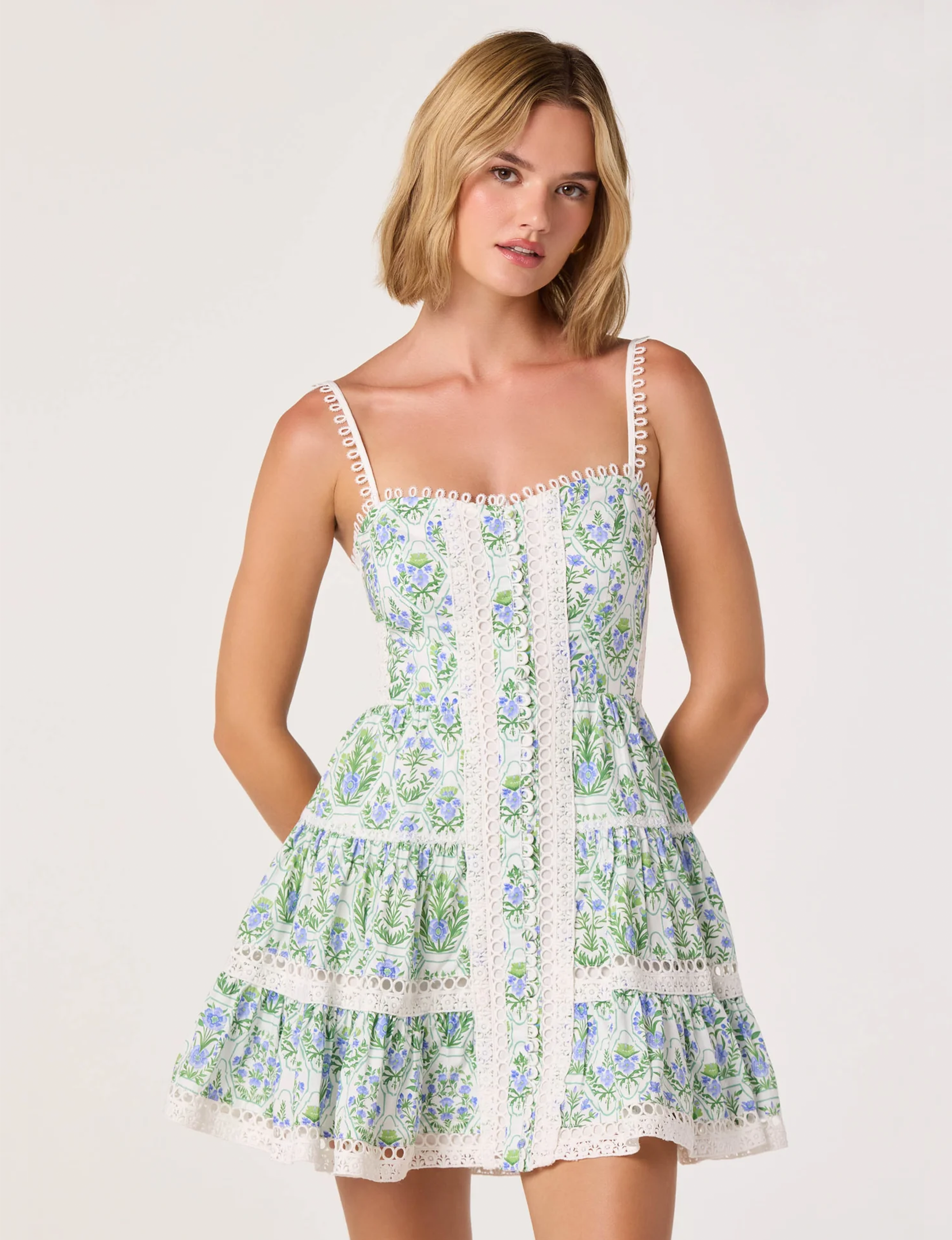 Skye Dress, Blue/Green Floral