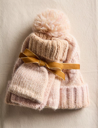 Rainbow Run Hat + Gloves, Ivory