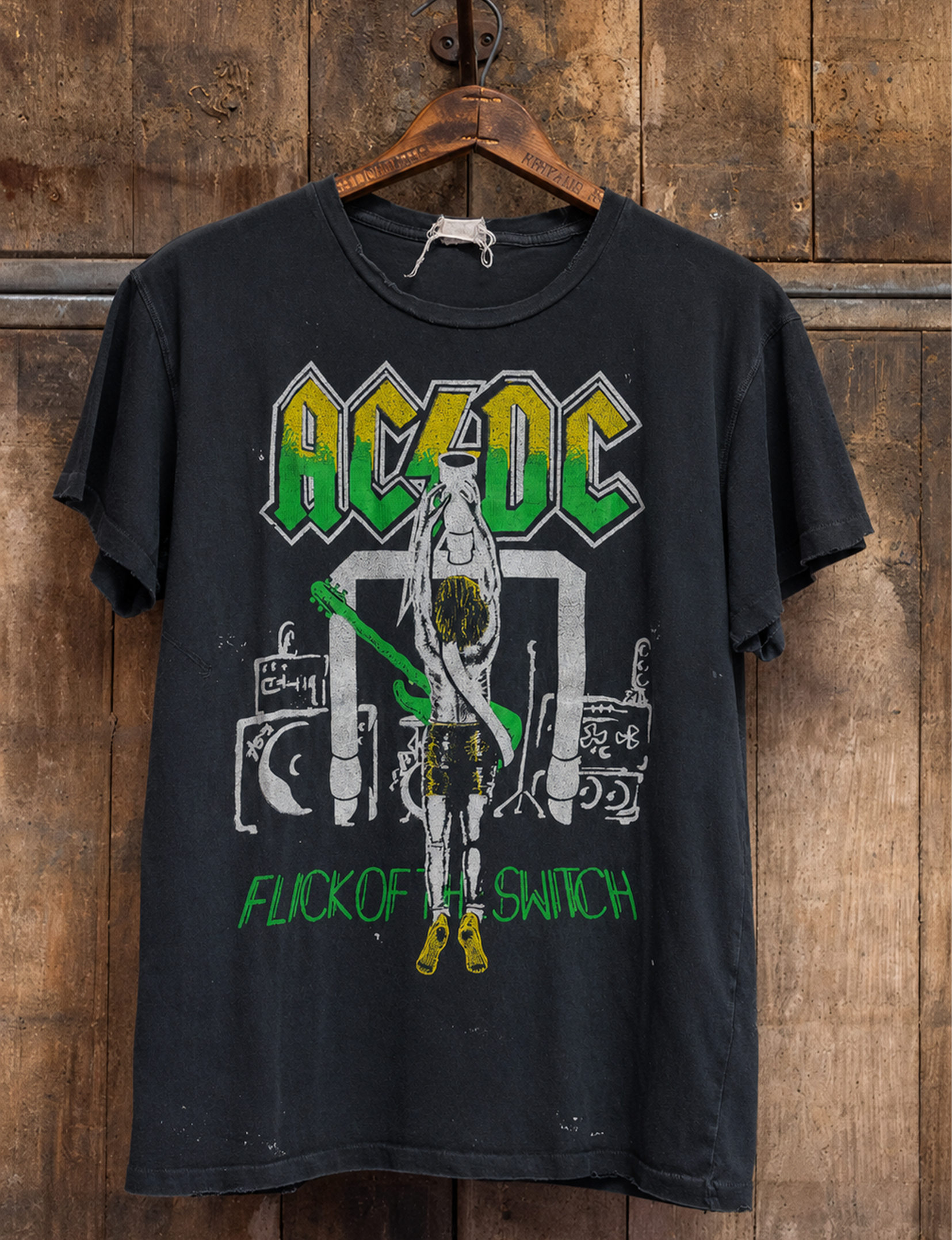 AC/DC Flick The Switch Crew Tee, Coal