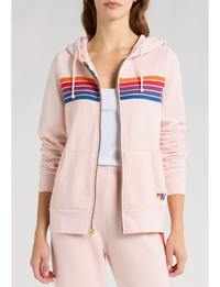 5 Stripe Zip Hoodie, Light Pink/Purple Orange