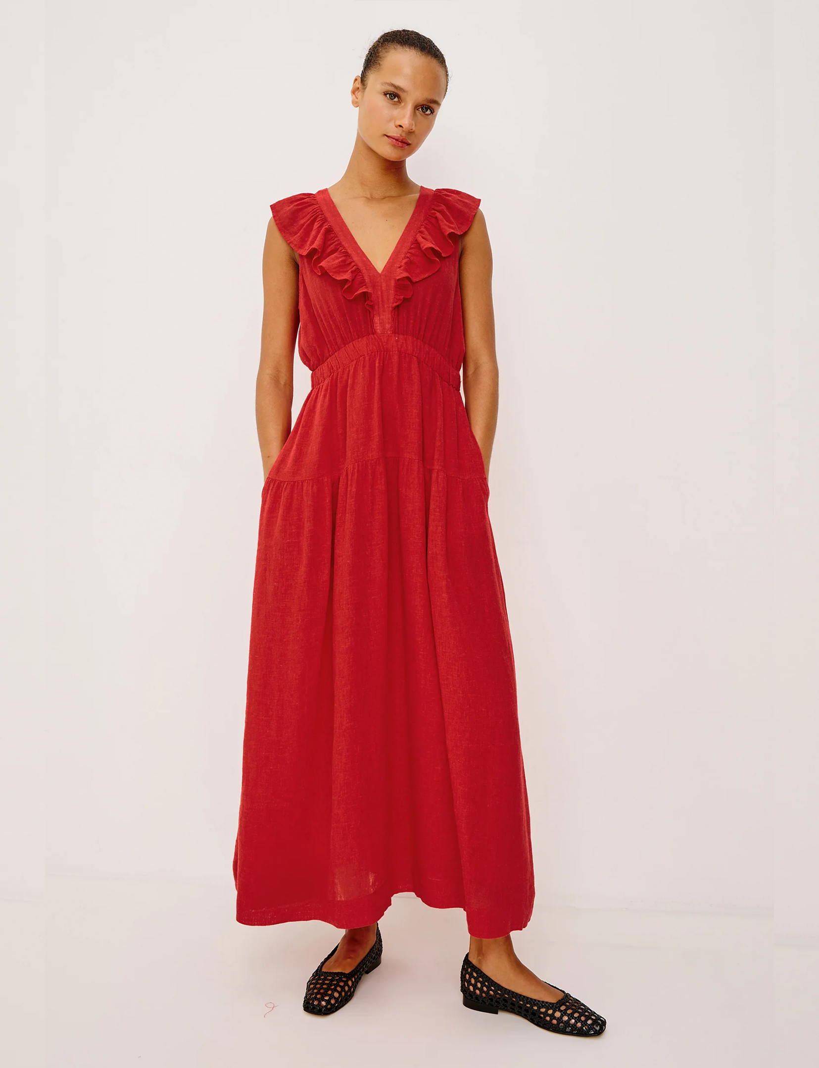 Beaux Maxi Dress, Tomato