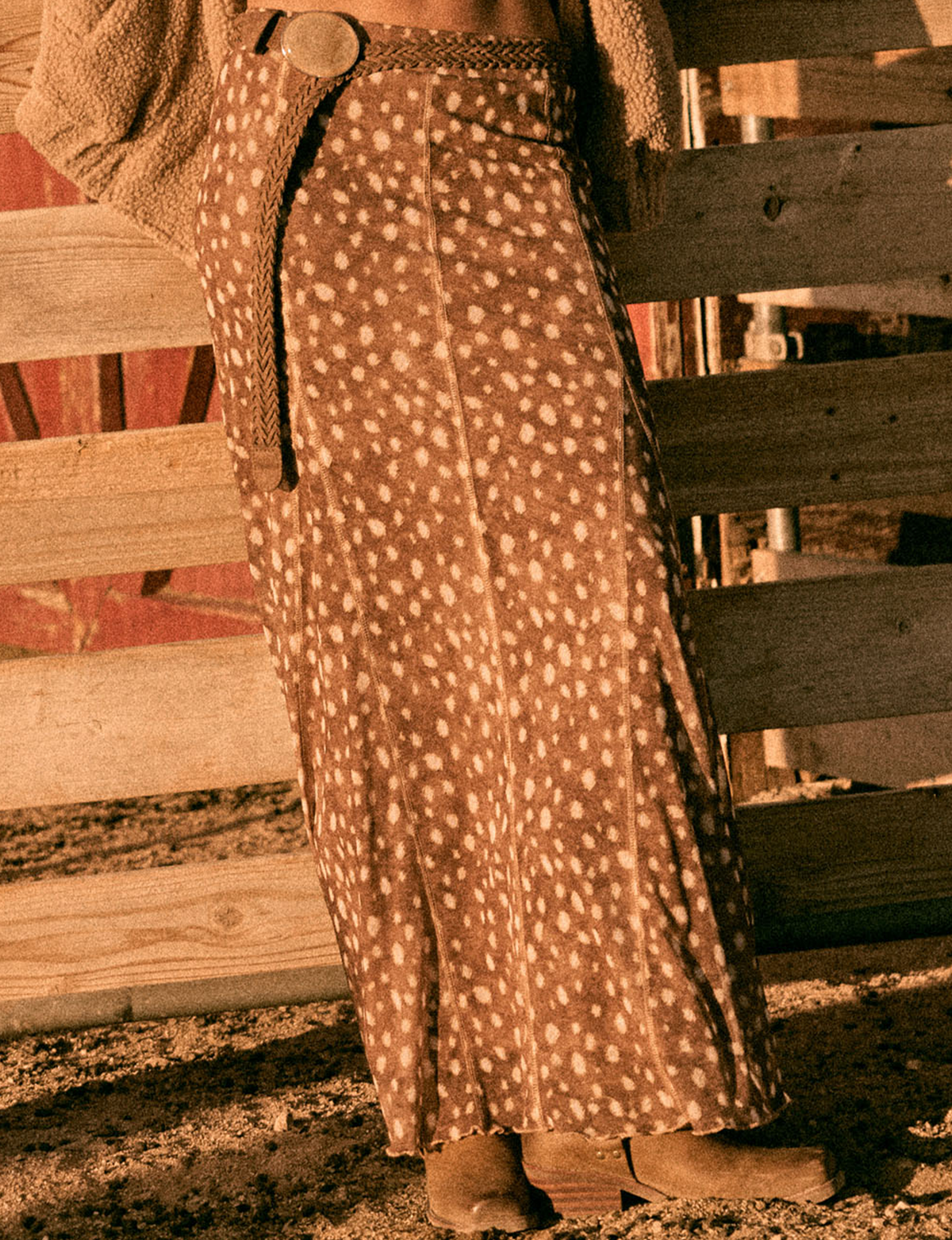 Antelope Maxi Skirt, Polka Dot/Taupe