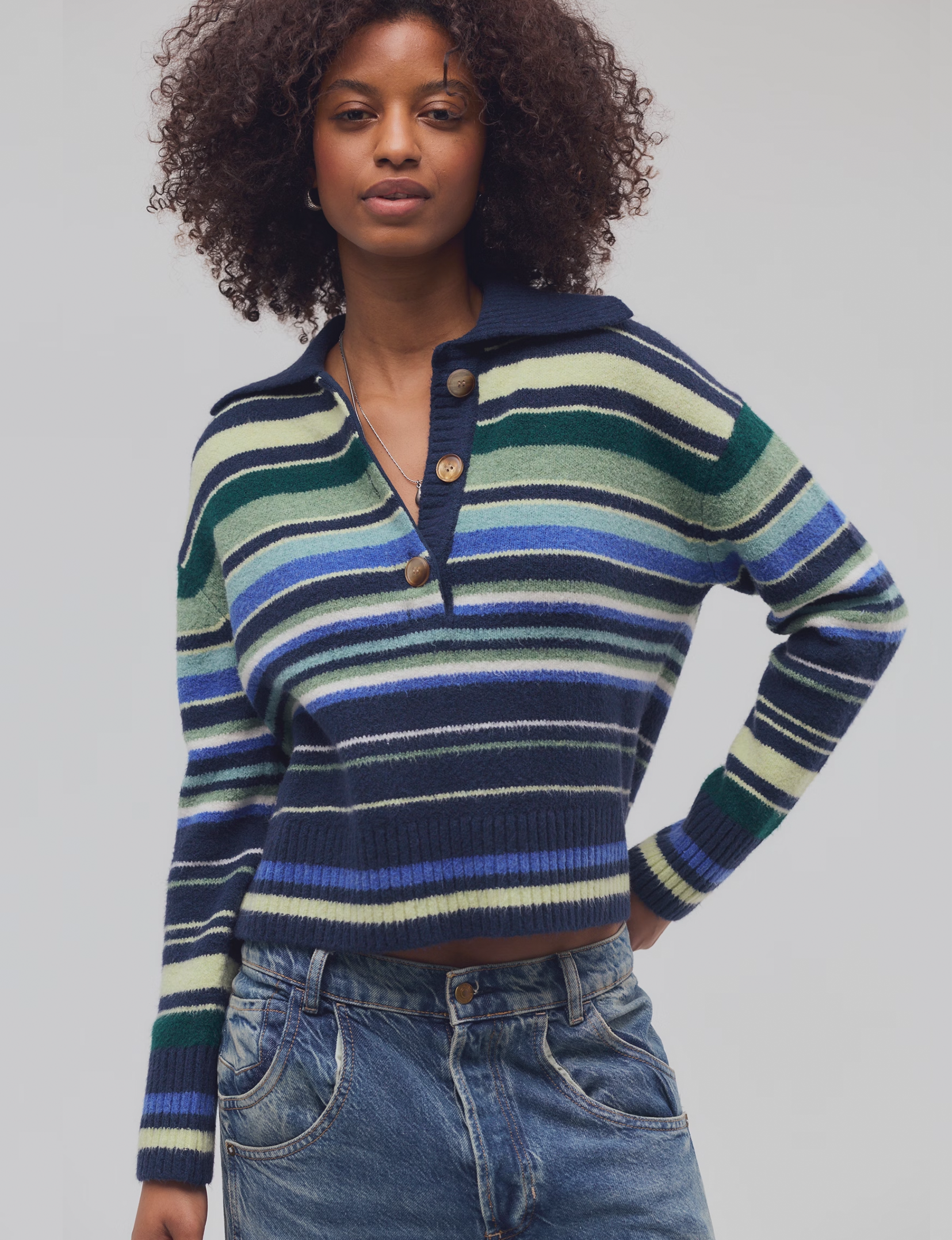 Trading Up Striped Polo, Navy/Combo
