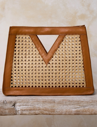 Triangle Tote, Tan Leather