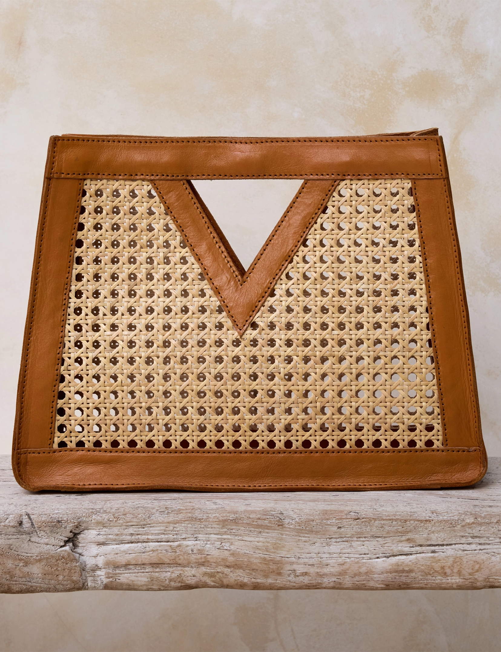 Triangle Tote, Tan Leather