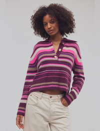 Trading Up Striped Polo, Berry Combo