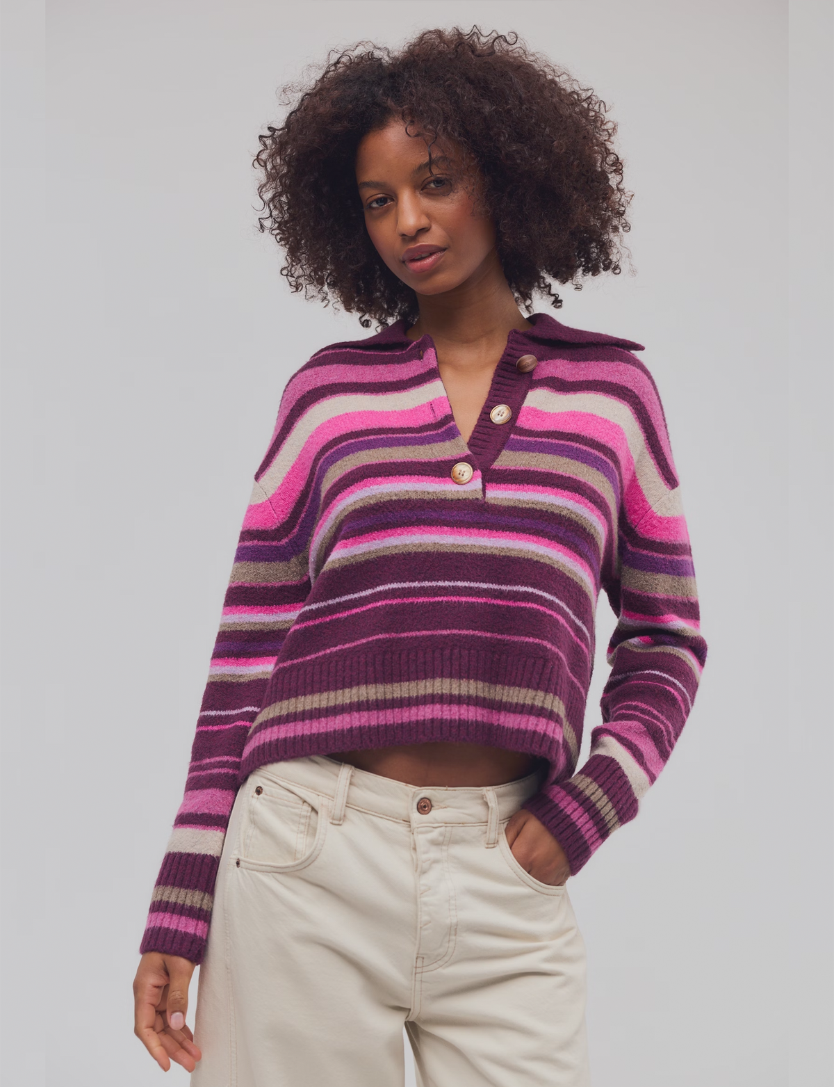 Trading Up Striped Polo, Berry Combo