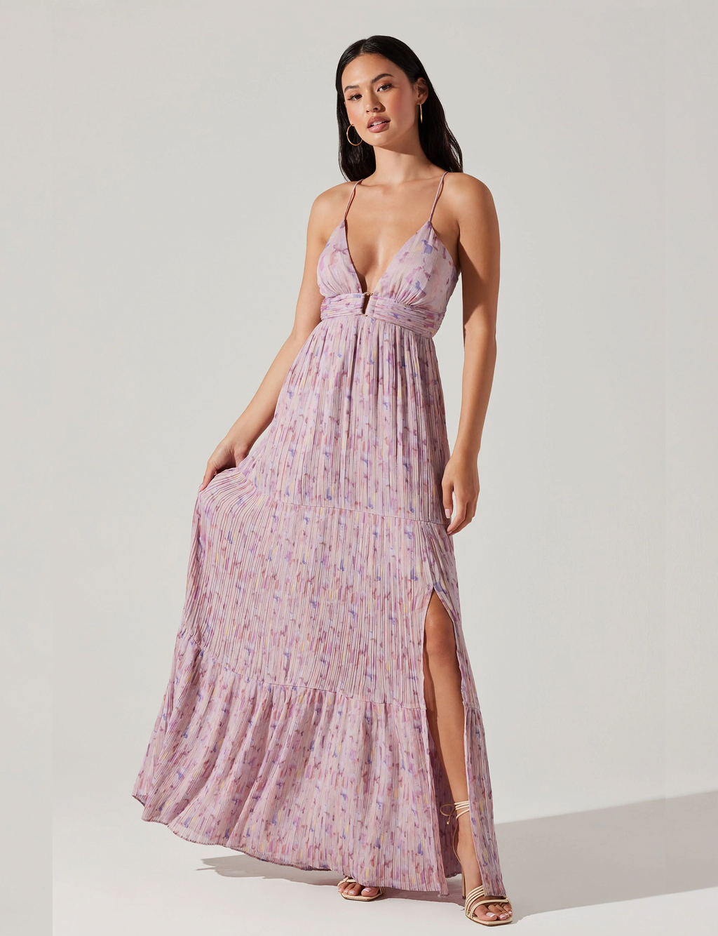 Minari Floral Maxi Dress, Lavender Multi