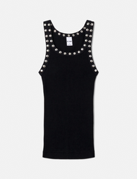 Studded Ribbed Tank, Black