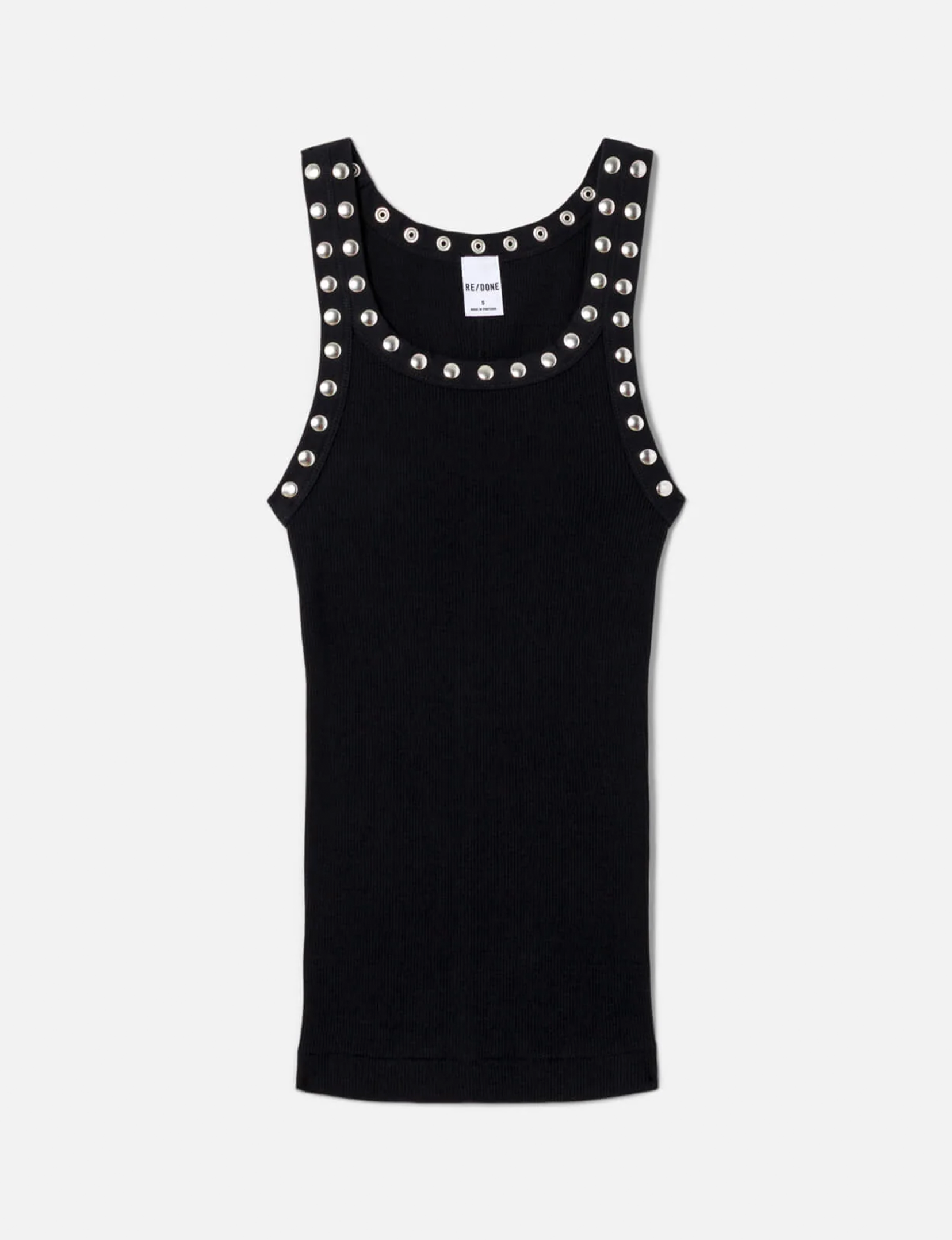 Studded Ribbed Tank, Black