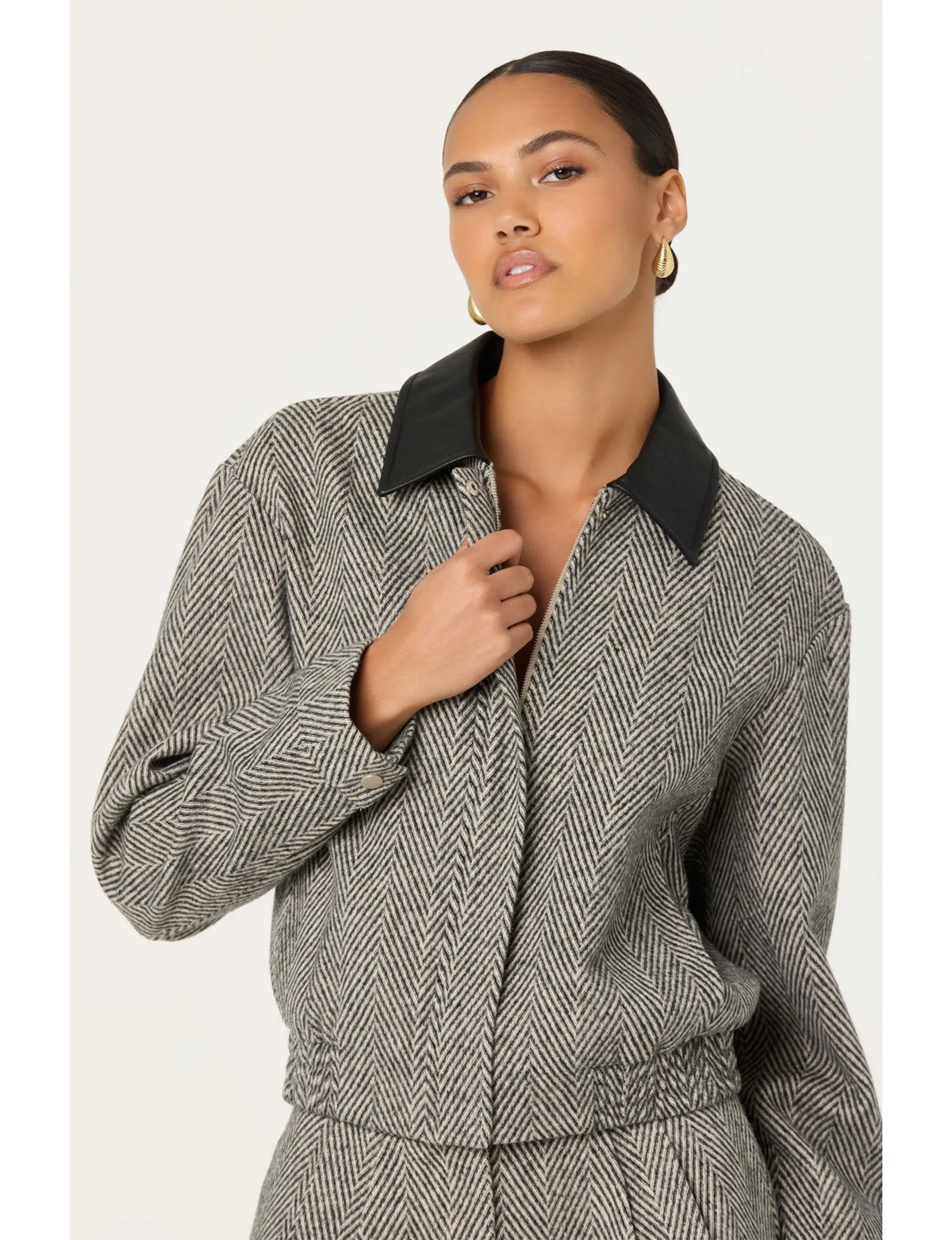 Nelly Jacket, Grey Herringbone