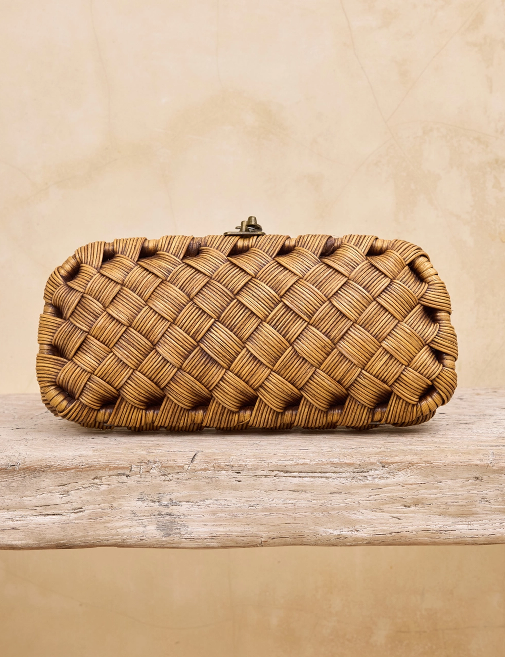 Rattan Wide Clutch, Natural