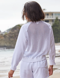 Mesh Back Pullover, White