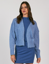 Rhia Cropped Open Cardi, Blue