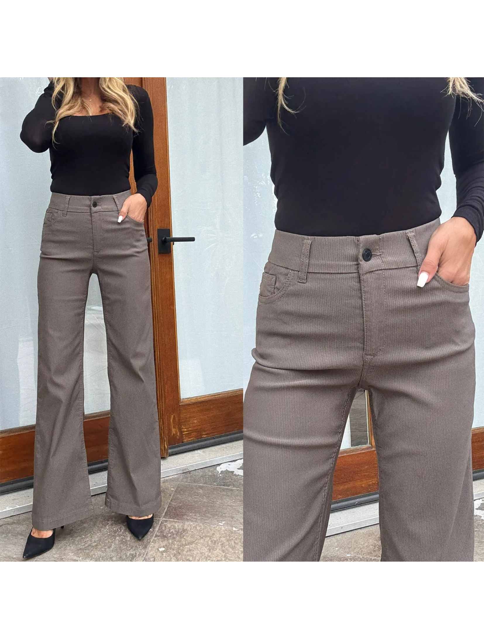 Amy Flare Pant, Brown Stripe