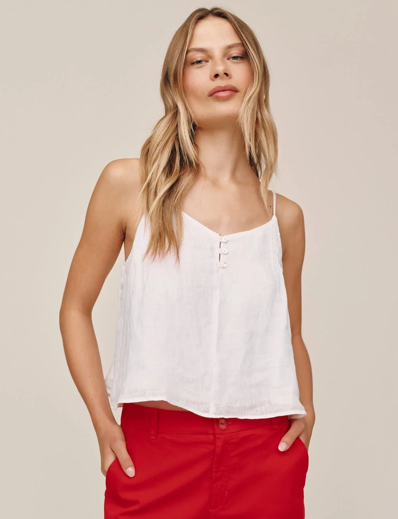 Pintuck Camisole, White
