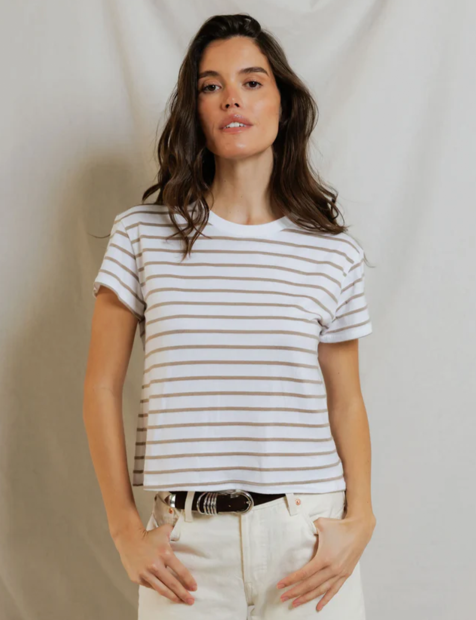 Everett Jersey, Driftwood/White Stripe