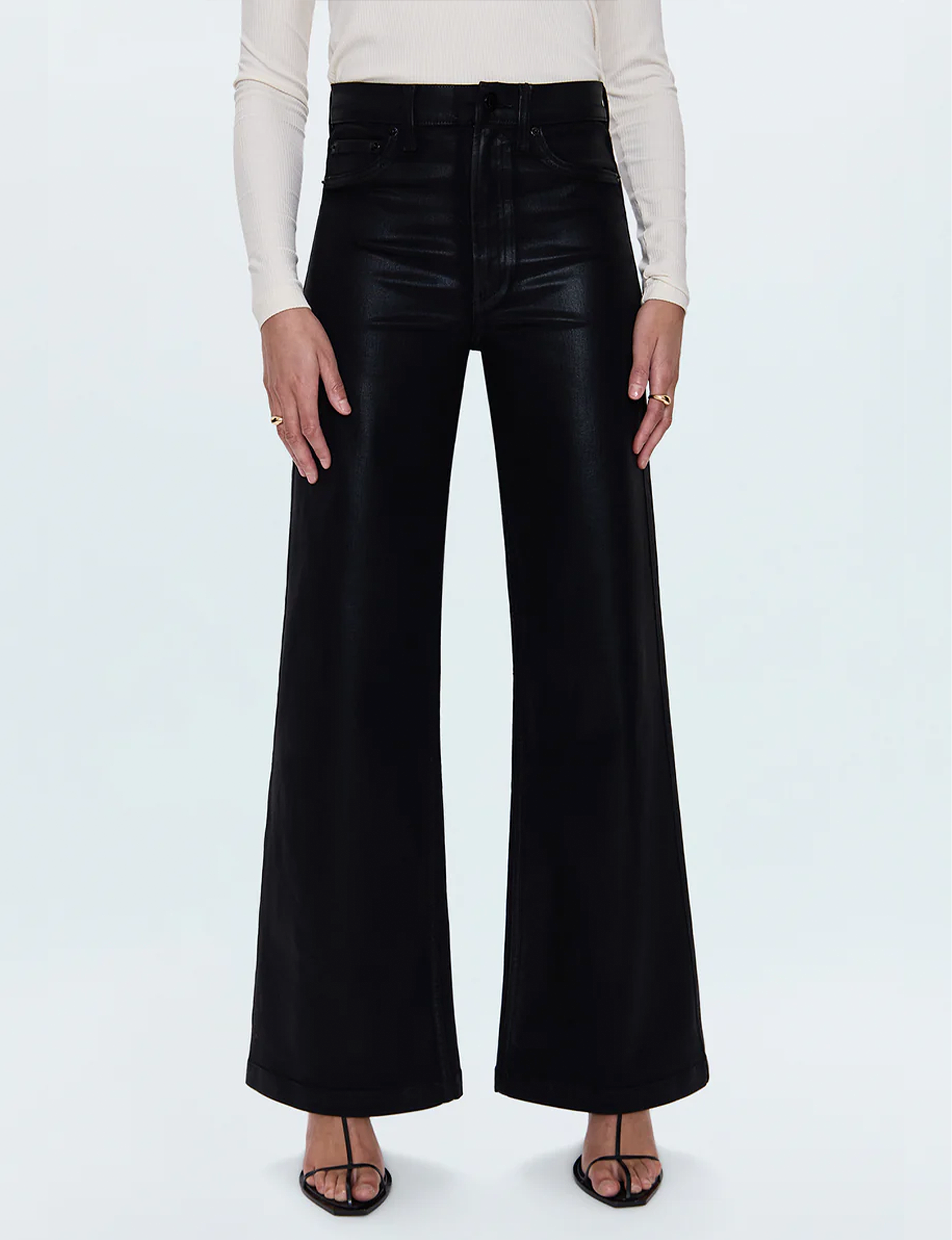Lana High Rise Ultra Wide Leg, Coated Noir