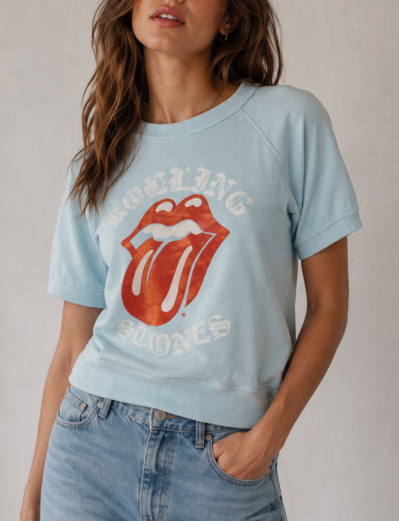 Rolling Stones Old English Raglan, Aqua