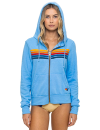 5 Stripe Zip Hoodie, Sky/Multi