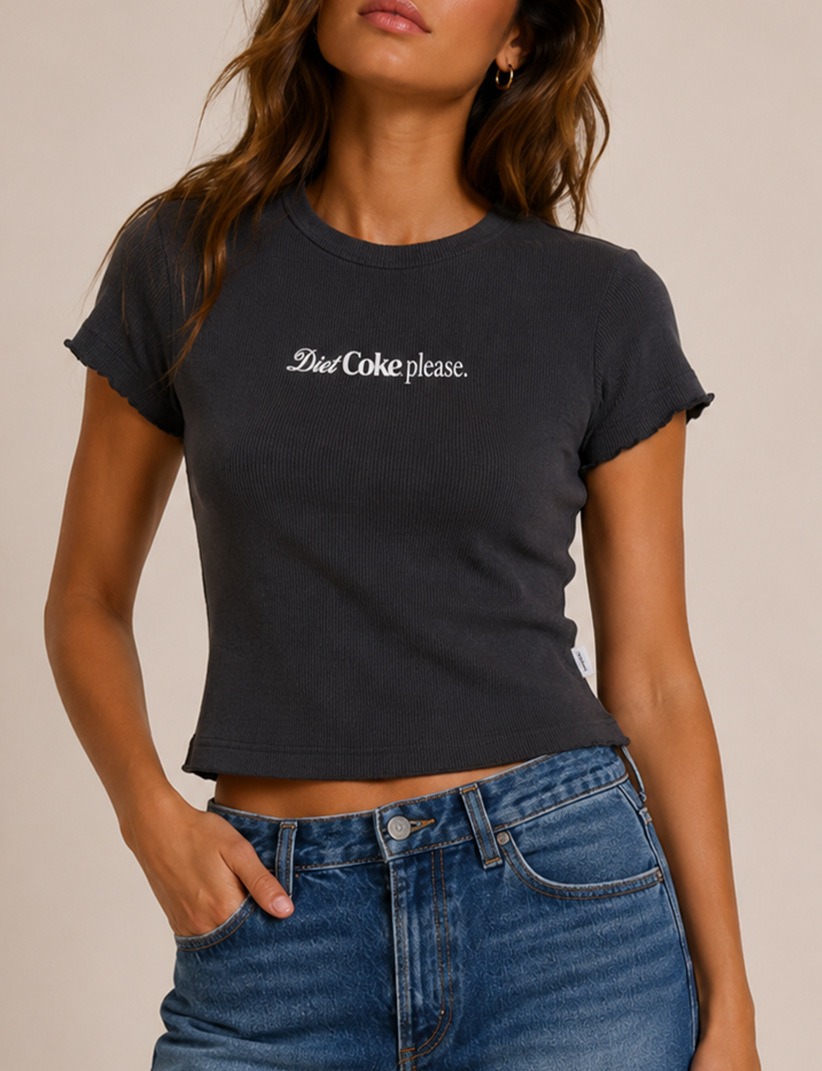 Diet Coke Please Baby Tee, Black/Snow