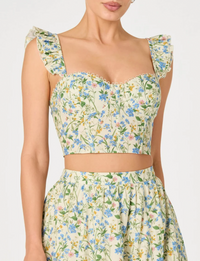 Wedelia Top, Blue/Green/Multi Floral