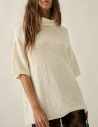 Boucle Cowl Sweater, Cream