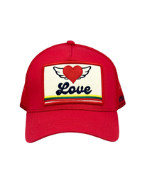 Love Wings Trucker Hat, Red/Red