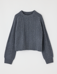 Panel Cable Pullover, Gray