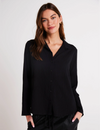 Clean Button Front Shirt, Black