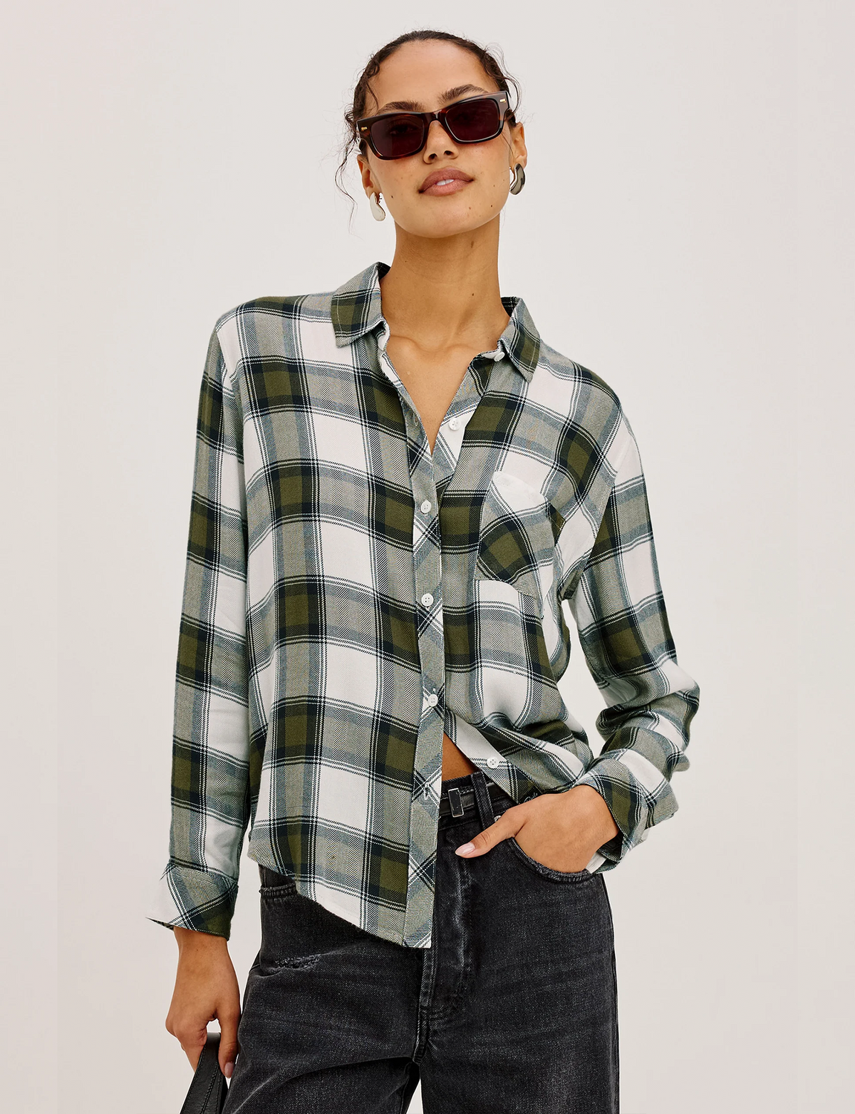 Hunter Plaid Flannel, Olive/Ivory