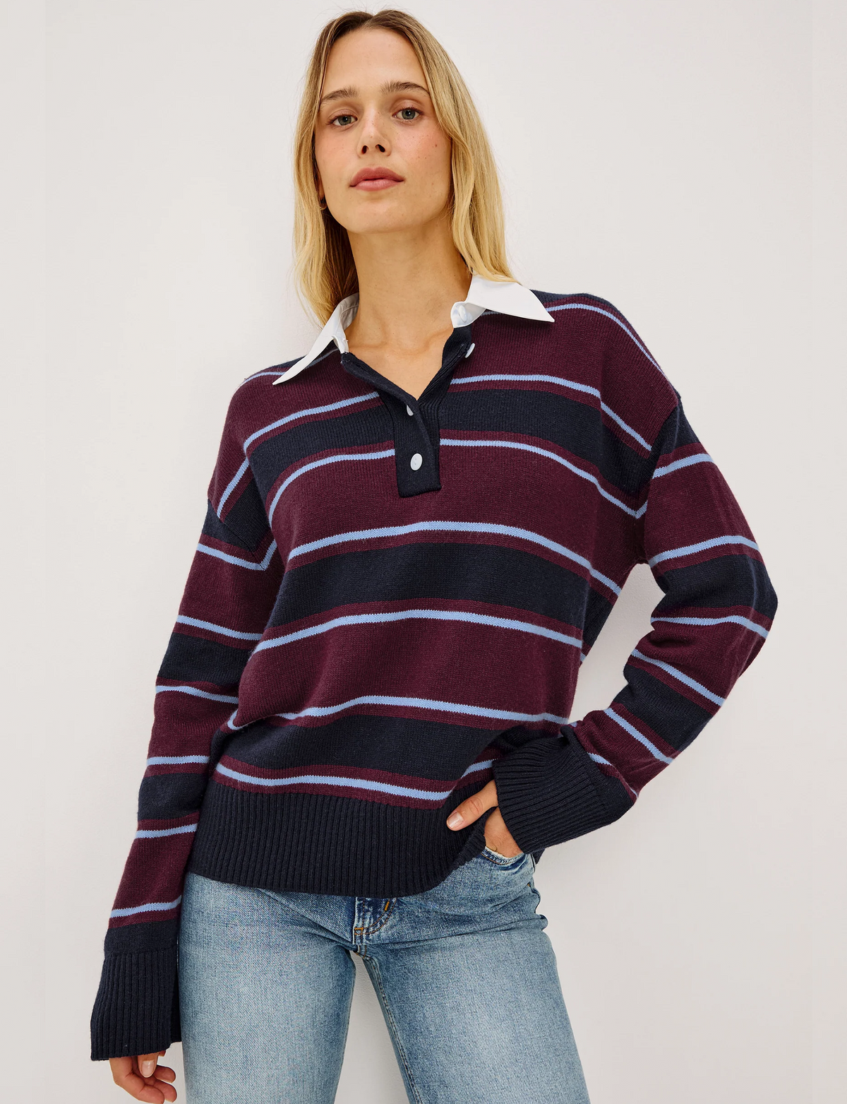 Paxton Sweater, Boysenberry Stripe