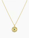 Power Birthstone Coin Necklace (May), Gold/Green Agate