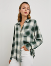 Hunter Plaid Flannel, Ivory/Olive Teal