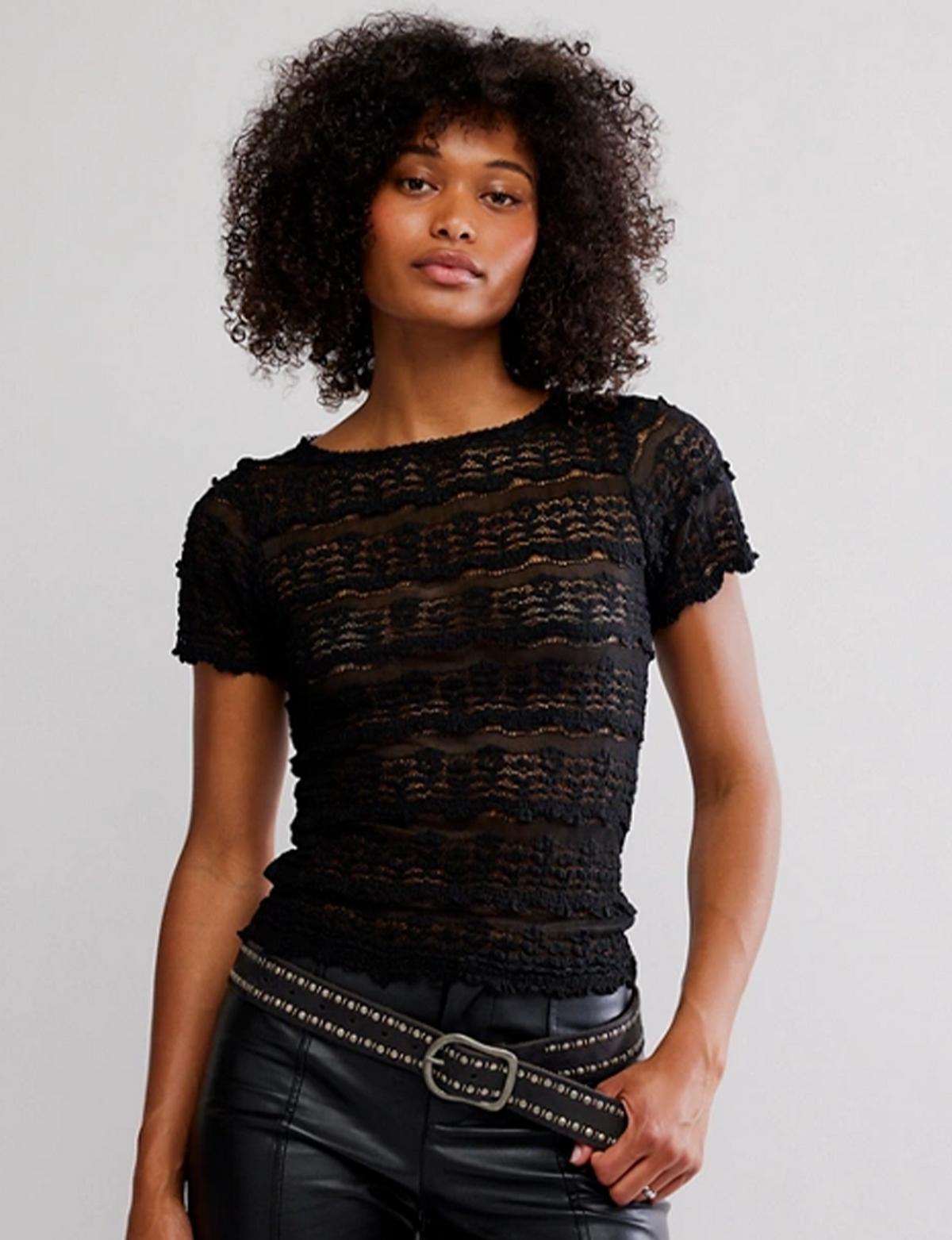 Angelina Lace Tee, Black – Punch Clothing