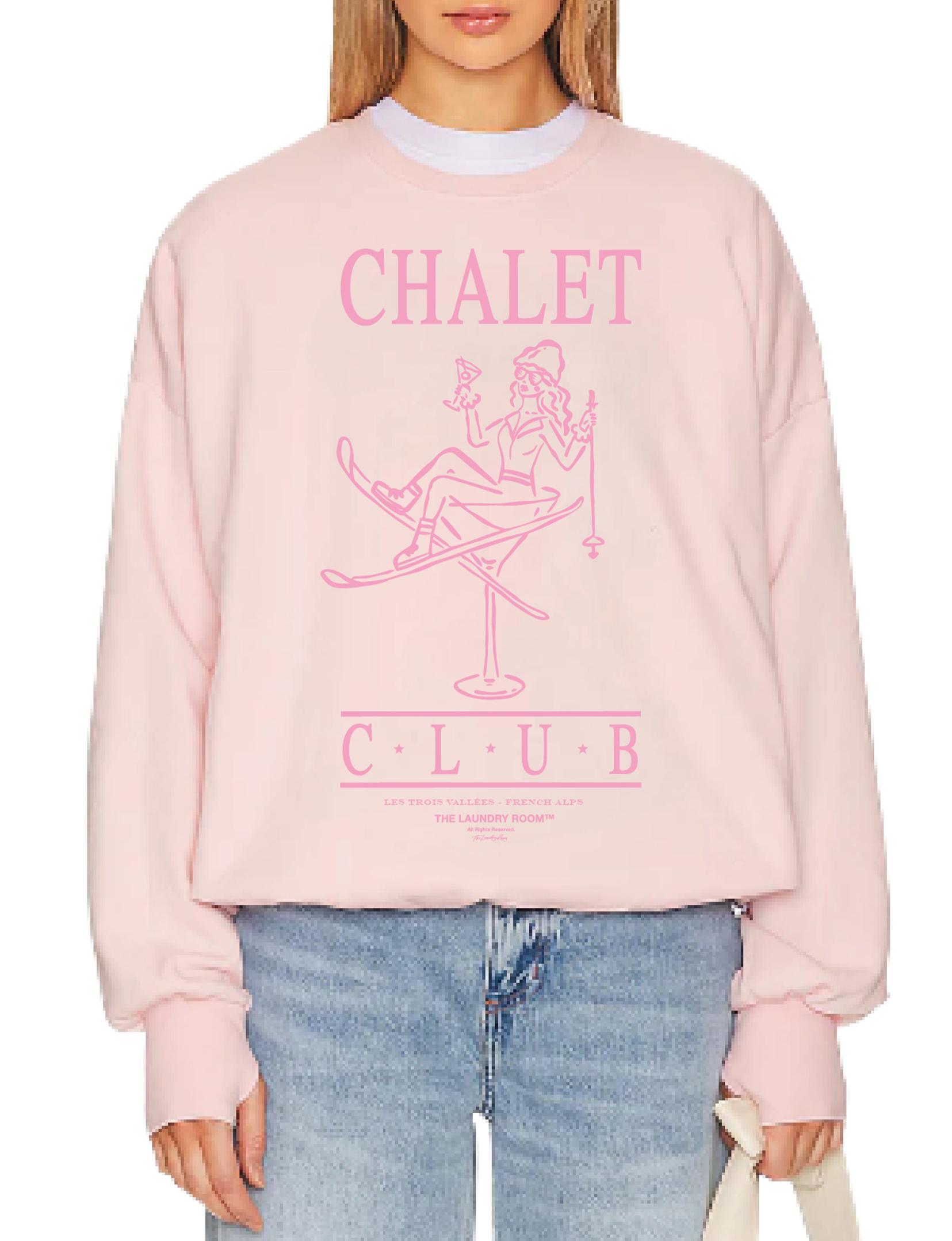 Chalet Club Apres Martini Jumper, Blush Pink
