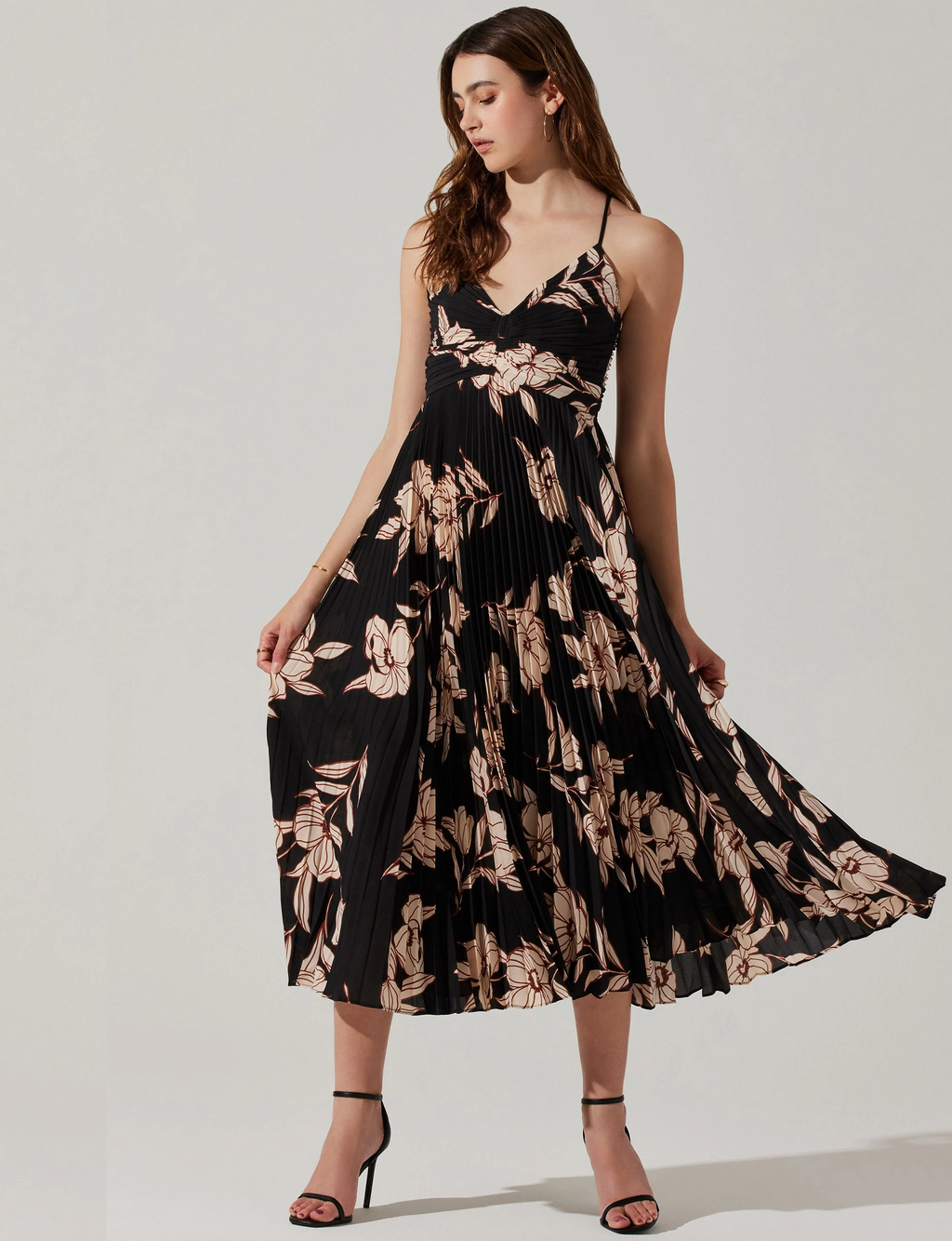 Blythe Midi Dress, Black Floral