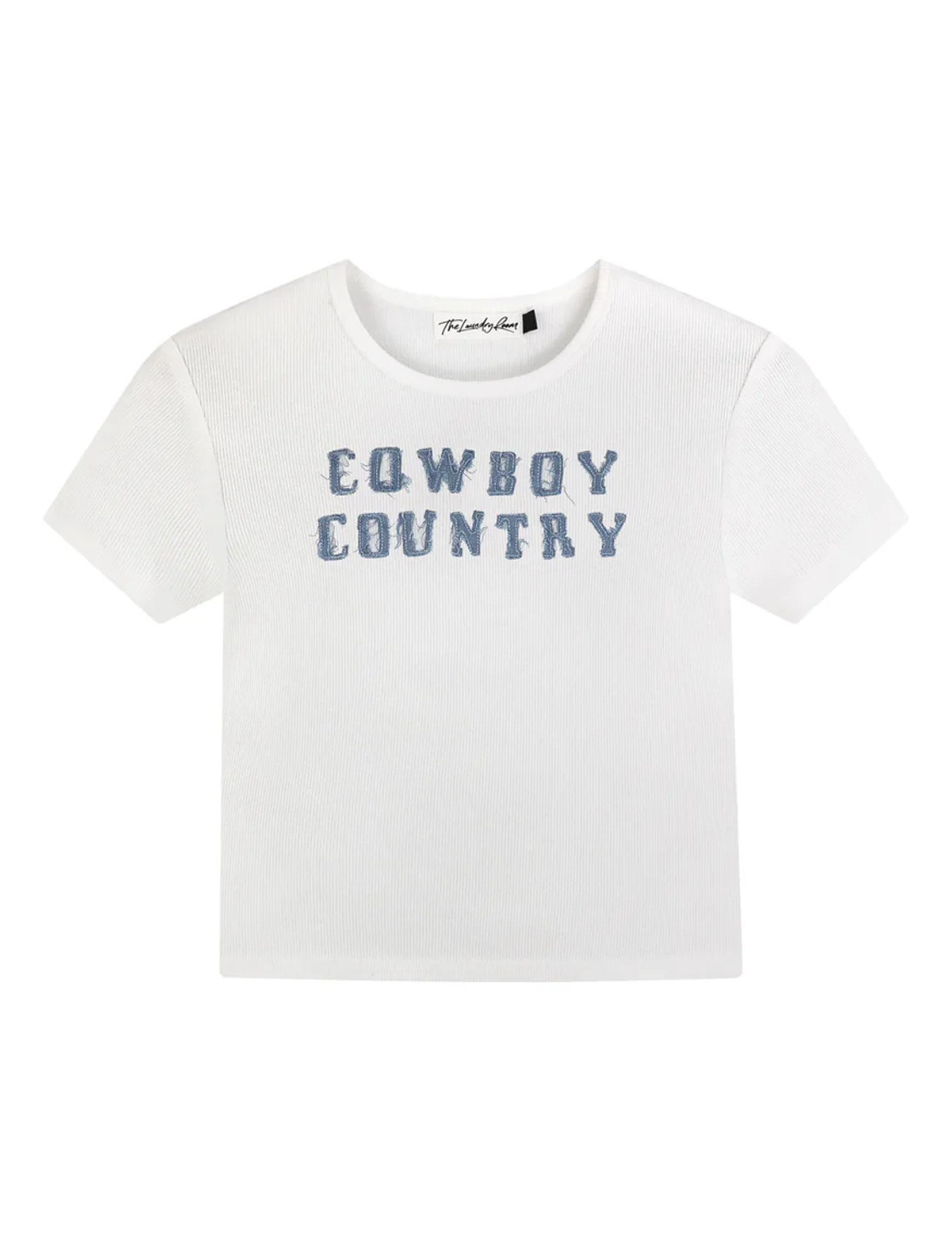 Cowboy Country Denim Baby Tee, White