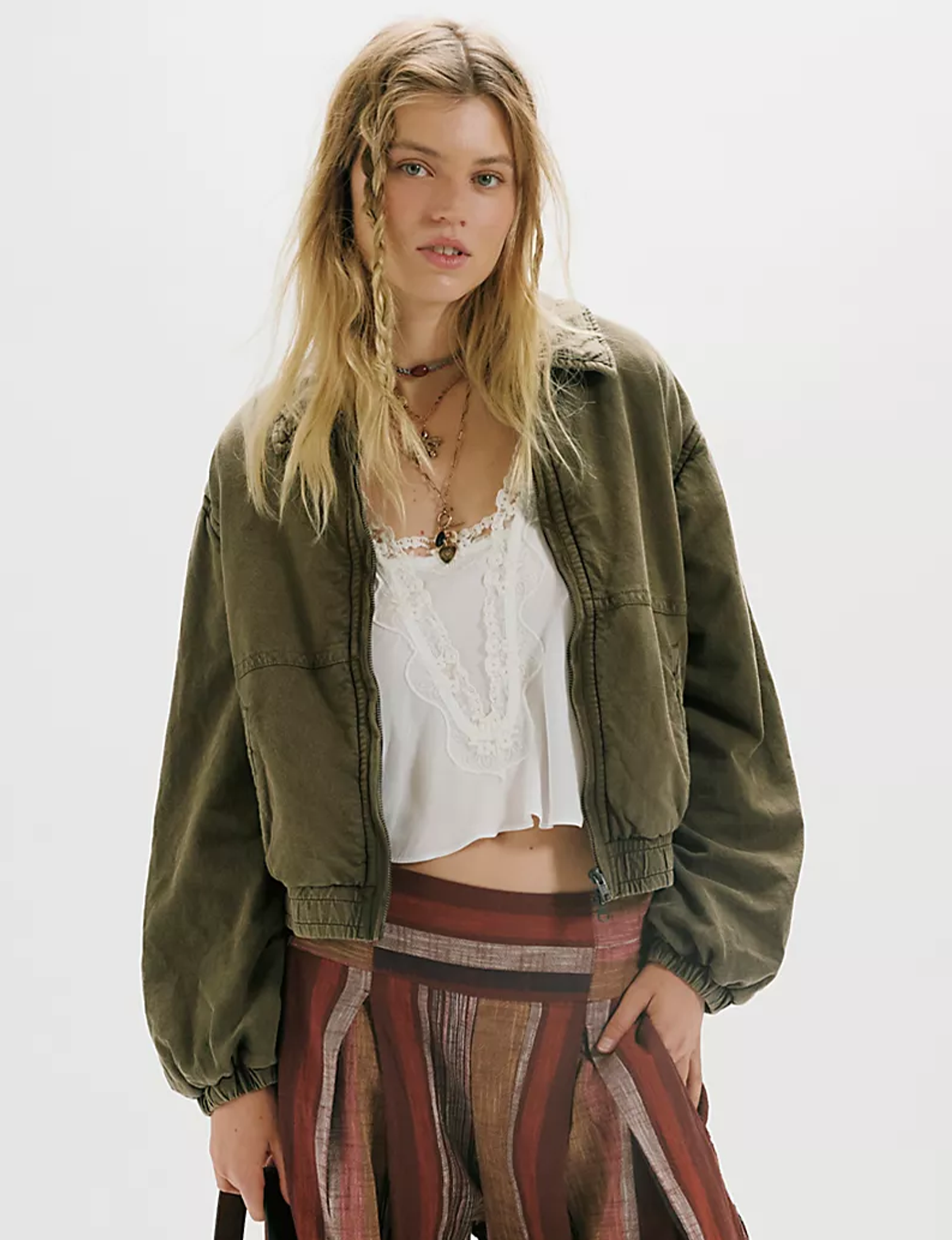 Birdie Washed Jacket, Olive Green