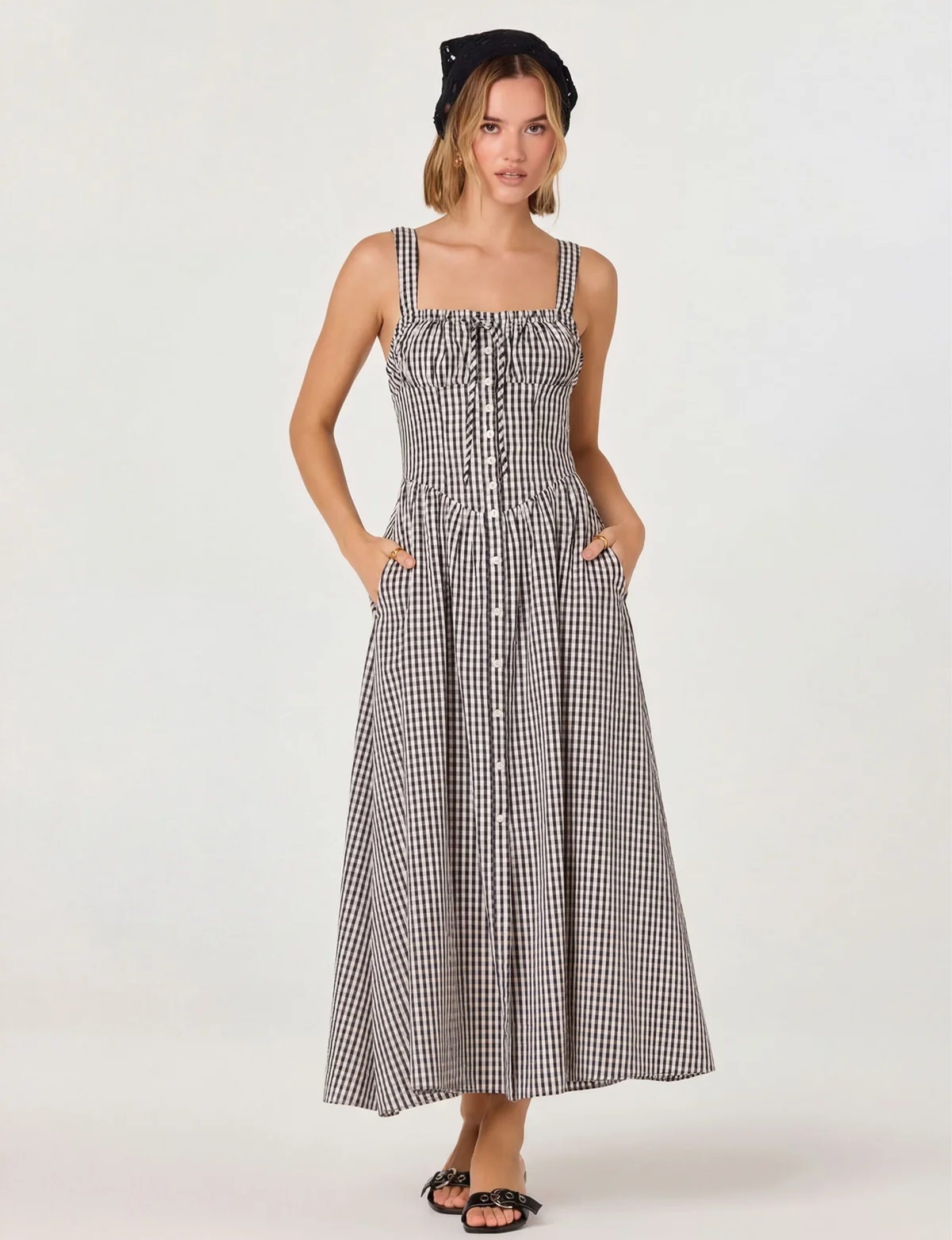 Temperance Dress, Black/Gingham