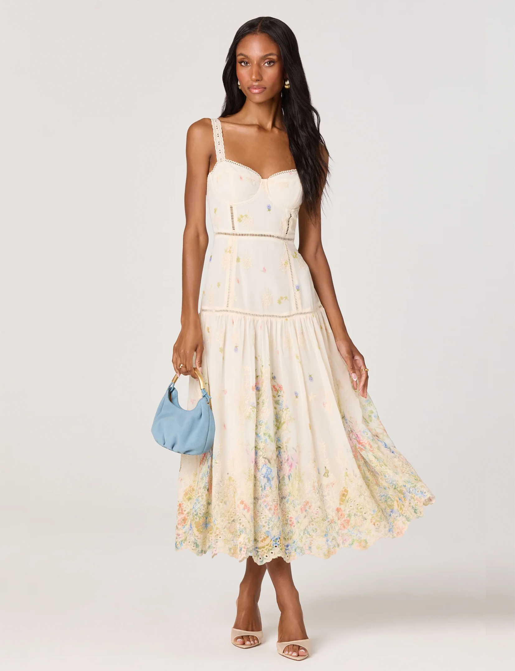 Pellagia Dress, Cream/Multi Floral