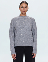 Aura Relaxed Sweater, Charcoal Diamonte