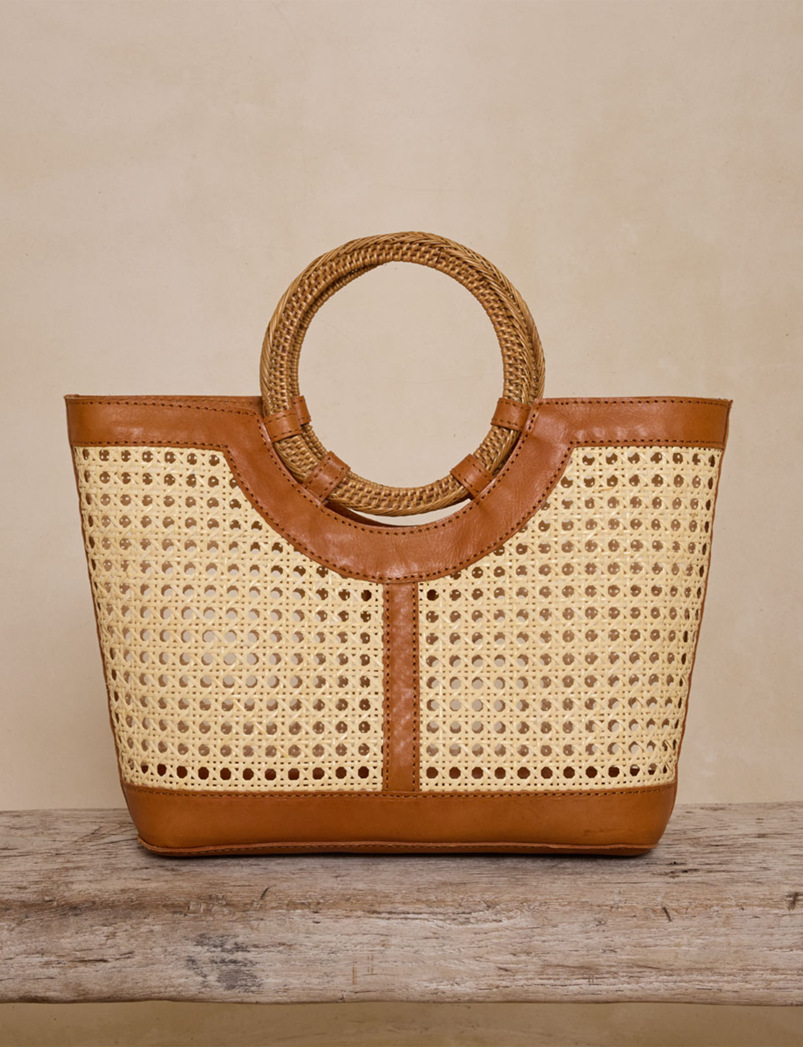 Square Tote, Brown Leather